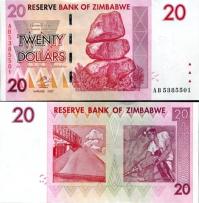 *20 Dolárov Zimbabwe 2007, P68 UNC - Kliknutím na obrázok zatvorte -